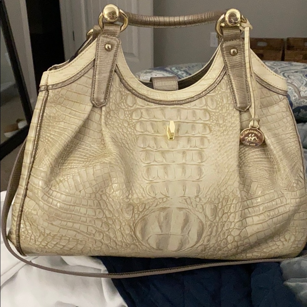 Brahmin Elisa Limestone Tri-Texture Hobo Bag